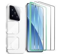 FDHYFGDY Lot de 2 + 2 films de protection d'écran en verre blindé pour Xiaomi 15 5G - Protection de l'appareil photo et film de protection en verre avec cadre de montage - Dureté 9H - Anti-bulles HD