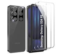 FDHYFGDY pour Samsung Galaxy S24 FE Verre trempé, 2 pièces de Film de Protection + 2 pièces de Film de Protection d'appareil Photo avec Cadre de Montage, dureté 9H, Film de Protection d'écran HD