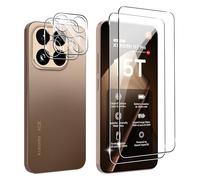 FDHYFGDY Protection D'écran pour Xiaomi 15T Pro 5G / Xiaomi 15T 5G Verre Trempé, 2 Films pour Objectif et 2 Protection D'écran,HD, Résistant AuxRayures, Dureté 9h, Durable