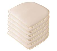 FDISDIFH Galette De Chaise Simili Cuir, Coussins De Chaise De Salle à Manger AntidéRapant 40x43cm, Coussin De SièGe De Chaise à De Cuisine ImperméAble(Size:6pcs,Color:Beige)