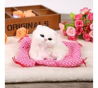 Fdit 1 Pièces Mini Chaton Sonore en Peluche Jouet Interactif Miaou Chat Poupée Doux Mignon Chaton Assis avec Son intégré pour Enfants Cadeaux Décoration de la Maison (Un Chat Assis appellera Blanc)