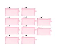 Fdit 10 PCS Sacs de Pochette à Fermeture Éclair en Maille, Pochette à Fermeture Éclair en Nylon Translucide avec Boucle de Corde, Sacs D'organisation de Documents en Maille pour Le