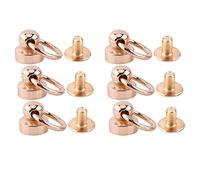 Fdit 10 Pièces Rivets en Laiton à Vis Arrière Anneau à Tête Ronde Accessoire de Maroquinerie avec Têtes D'anneau pour Sacs Ceintures Bracelets en Cuir Chaussures Bottes Sacs à Main
