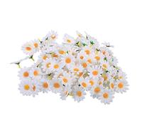 Fdit 100pcs Fleur de Gerbera Artificielle Fleurs de Marguerite Artificielle têtes pour Mariage de fête et Artisanat Bricolage(Blanc)
