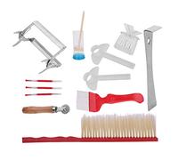 Fdit 12 Pièces Outils D'apiculture, Kit de Démarrage de Ruches D'abeilles Fournitures D'apiculture Outil de Ruche en Acier Inoxydable Fourchette D'extraction de Brosse d'abeille pour