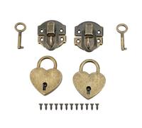 Fdit 2 Ensembles de Loquets et de Cadenas pour Boîte en Bois, Style Antique en Forme de Cœur pour la sécurité Décorative, Construction en Alliage de Zinc et en Fer pour L'artisanat et (Bronze)