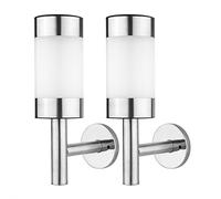 Fdit 2 Pcs Lumière de Murale en Acier Inoxydable LED Monté Solaire Puissance Lumière Lampe pour Paysage Jardin Cour Capteur Lampe Maison Clôture Décoration