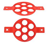 Fdit 2 Pcs Oeufs Anneau De Crêpes Anti-Adhésif Crêpe Machine Moule Silicone Friteuse 7-Trou Rond Bricolage Oeuf Gâteau Moule DIY Cuisson Cuisson Accessoire