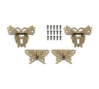 Fdit 2 Pièces Loquet Papillon en Bronze Antique Loquet Rétro Vintage Serrure Décorative Loquets D'armoire avec Vis pour Boîte à Bijoux Boîte à Outils en Bois