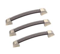 Fdit 3 Pièces Poignée de Porte de Garde-robe en Cuir Poignée de Tiroir Antique de Boîte à Vin de Bagage avec Alliage de Zinc et Cuir de qualité Supérieure pour Armoires (BROWN)