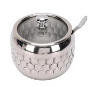 Fdit 304 Pot D'assaisonnement en Acier Inoxydable avec Couvercle en Verre et Cuillère, Pot de Cartouche de Sucre à Sel Poli pour Rangement de Comptoir de Cuisine, Lave-vaisselle