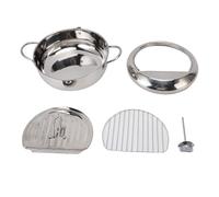 Fdit 304 Pot de Friteuse en Acier Inoxydable, Pot à Frire Pot de Friture Japonais avec Drain de Vidange de Température du Couvercle pour Induction de Gaz Poêles électriques