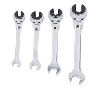 Fdit 4 PCS Set à Clés à écrou à Cliquet, CR V en Acier à Double Tête de la Ligne de Frein 10 Mm 12 Mm 14 Mm 17 Mm pour les écrous de Conduite de Carburant AC Automobile