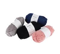 Fdit 4 Pièces de Fil à Crochet en Coton, Fil à Broder, à Coudre de 2 Mm de Large, Couleurs Assorties pour le Tricot, L'artisanat, les écharpes, les (Noir, gris clair, rose foncé, bleu foncé)