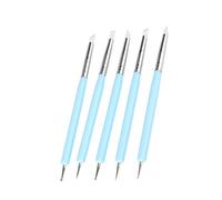 Fdit 5 Pièces Outils de Sculpture en Argile de Silicone Stylet à Bille à Double Tête avec Embouts en Caoutchouc Souple pour Gaufrage Sculpture Modélisation Projets Artistiques (BLUE)