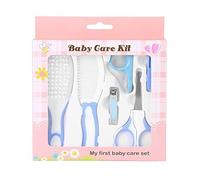 Fdit 6Pcs Trousse de Toilette Bébé Pratique Quotidien Bébé Nail Clipper Ciseaux Brosse à Cheveux Peigne Manucure Soins pour Nouveau-Né Infant Toddler Enfants Rose et Bleu(Bleu)