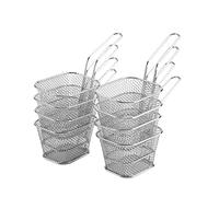 Fdit 8 Pcs Mini Carré en Acier Inoxydable Chips Paniers De Friture Profonde Servant La Présentation des Aliments Passoire Pommes De Terre Outil De Cuisson Vaisselle Table