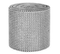 Fdit 9 m 24 rangées en Plastique Artificiel Mousseux Paillettes Diamant Ruban pour Bricolage Artisanat Couture fête décoration(Argent)