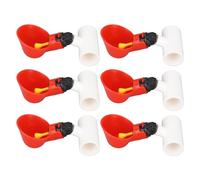 Fdit Abreuvoir Automatique pour Poulets, Kit d'alimentation en Eau pour Volaille, avec Conception en Plastique Rouge de 2,8 Pouces, pour Poulets, Canards, Oies, Dinde, Cailles