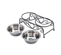 Fdit Acier en Acier Inoxydable Double Chat Aliments Bols d'eau Bols d'alimentation du Support de Mangeur de Mangeoires - pour Chiens en Inoxydable Robuste - Deux pour la Nourriture et l'eau Idéal