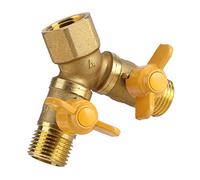 Fdit Adaptateur de Robinet à 2 Voies en Laiton G1/2, Connecteur à Double Robinet, Séparateur de avec Vannes Marche/arrêt pour L'irrigation des Tuyaux D'arrosage