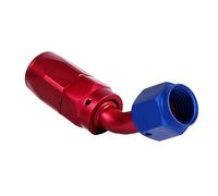 Fdit Adaptateur Pivotant d'extrémité de Tuyau de Carburant de Course AN6, Durable pour Refroidisseur D', Bleu et Rouge, 180 Degrés (AN6-45°)