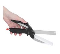 Fdit aliments 2 en 1 en Acier Inoxydable, Couteau de Cuisine, Ciseaux avec Verrouillage de sécurité pour Légumes et Fruits, Poignée en ABS, Passe au Lave-vaisselle pour Pique-nique