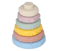 Fdit Anneaux de Construction Souples, Jouets Empilables Colorés à Croquer pour Enfants et Bébés, 6 Tours de Construction Souples pour 3 Ans et Plus