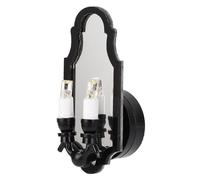 Fdit Applique Murale Miniature élégante avec Cadre Noir et 2 Lumières pour Décoration de Maison de Poupée à L'échelle 1:12, LED à économie D'énergie, Matériau Métallique