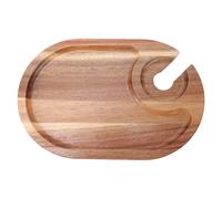 Fdit Assiette à Vin en Bois avec Porte-boisson, Planche à Fromage à Portion Unique avec Fente en Verre et Bord surélevé pour Collations, Noix, Fruits, Idéale pour les Fêtes