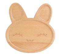 Fdit Assiette de Nourriture en Bois en Forme de Lapin Mignon Bol de Plat divisé Plateau de Service de collation