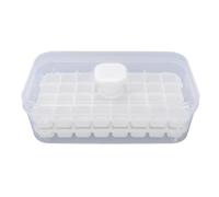 Fdit Bac à Glaçons en Silicone à Bouton-poussoir avec Couvercle et Boîte de Rangement, Moule à Glaçons à 64 Cellules pour un Démoulage Facile et une Organisation du Congélateur (WHITE)