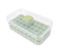 Fdit Bac à Glaçons en Silicone à Bouton-poussoir avec Couvercle et Boîte de Rangement, Moule à Glaçons à 64 Cellules pour un Démoulage Facile et une Organisation du Congélateur (GREEN)