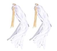 Fdit Baguette de Ruban 40 Pièces, Bâtons de Banderole de Fête de Mariage en Dentelle avec Poignée en Bois, Accessoires de Célébration élégants pour la Décoration D'événement de