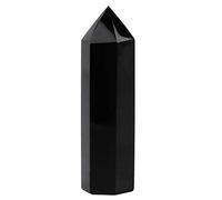 Fdit Baguette en Pierre D'obsidienne Naturelle de Forme Hexagonale, Pointe de Cristal Noir pour la Fabrication de Bijoux, Décoration D'intérieur, Travail Manuel Poli, Longueur de 2,3
