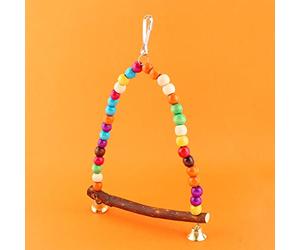 Fdit Balançoire pour Perroquet et Oiseau de Compagnie, Jouet Suspendu avec Cloches et Perles Colorées pour Petits Perroquets, Perruches, Calopsittes et Autres Petits Animaux