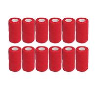 Fdit Bandage Auto-adhésif, Paquet de 12 10 Cm X 4,5 M, Bandage Vétérinaire Non tissé en Latex pour Animaux de Compagnie, pour Chiens, Chevaux, Chats (rouge)