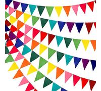 Fdit Bannière de Fête Multicolore, Drapeaux de Fanions Colorés, Drapeau Décoratif pour la Décoration D'anniversaire, Tissu en Feutre Triquetrous 5 Pièces, 18x15x6cm (Drapeau de couleur)