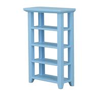 Fdit Bibliothèque de Maison de Poupée, Support de Fleurs Miniature Exquis, Meubles en Bois à 4 Couches pour Maisons de Poupée élégantes, Matériau de Bouleau pour Affichage de Cuisine (Blue)