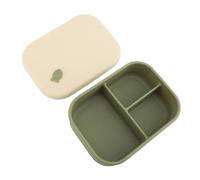 Fdit Boîte à Déjeuner 3 Compartiments, Conteneur de Stockage des Aliments en Silicone pour Boîte à Déjeuner de Bureau (GREEN)
