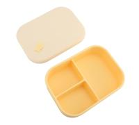 Fdit Boîte à Déjeuner 3 Compartiments, Conteneur de Stockage des Aliments en Silicone pour Boîte à Déjeuner de Bureau (YELLOW)