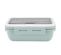 Fdit Boîte à Déjeuner à Compartiments, Récipient Thermique Hermétique à 2 Compartiments avec Cuillère et Baguettes pour le Déjeuner au Bureau et à L'école (GREEN)