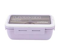 Fdit Boîte à Déjeuner à Compartiments, Récipient Thermique Hermétique à 2 Compartiments avec Cuillère et Baguettes pour le Déjeuner au Bureau et à L'école (PURPLE)