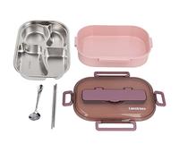 Fdit Boîte à Déjeuner en Acier Inoxydable avec Compartiments, Boîte à Déjeuner Isolée 316 de Style Japonais avec Baguettes et Cuillère, Récipient (à lunch simple)