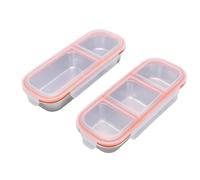 Fdit Boîte à Déjeuner en Métal avec Bague d'étanchéité en Silicone pour L'école de Bureau, 2 Conteneurs à Déjeuner en Acier Inoxydable Anti-fuite de 700ML 600ML