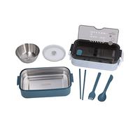 Fdit Boîte à Déjeuner Isolée en Acier Inoxydable, Boîte à à Deux Couches avec Joint Anti-fuite et Ustensiles, Rétention de Chaleur pour le (Modèle inox + bol à soupe 200ml inox 304)