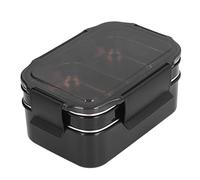 Fdit Boîte à Déjeuner Isolée, Récipient Alimentaire à Compartiment en Acier Inoxydable 304 avec Couvercle Anti-fuite, capacité de 500 Ml + 800 Ml pour le Travail, L'école, les (BLACK)