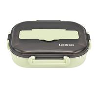 Fdit Boîte à Déjeuner Isolée, Récipient Alimentaire Anti-fuite avec Plateau Amovible en Acier Inoxydable et Sac D'isolation Thermique, pour L'école, le Bureau, le (Vert 【Baguettes et cuillère