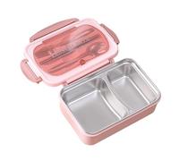 Fdit Boîte à Déjeuner Portable, Récipient Alimentaire divisé étanche en Acier Inoxydable avec Cuillère et Baguettes pour les Repas Scolaires au Bureau (PINK)