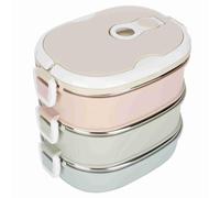 Fdit Boîte à Déjeuner, Récipient Alimentaire Portable en Acier Inoxydable Anti-fuite avec Verrou de sécurité et Bague d'étanchéité Intégrée pour le Travail, le Bureau et les Voyages (3 couches)